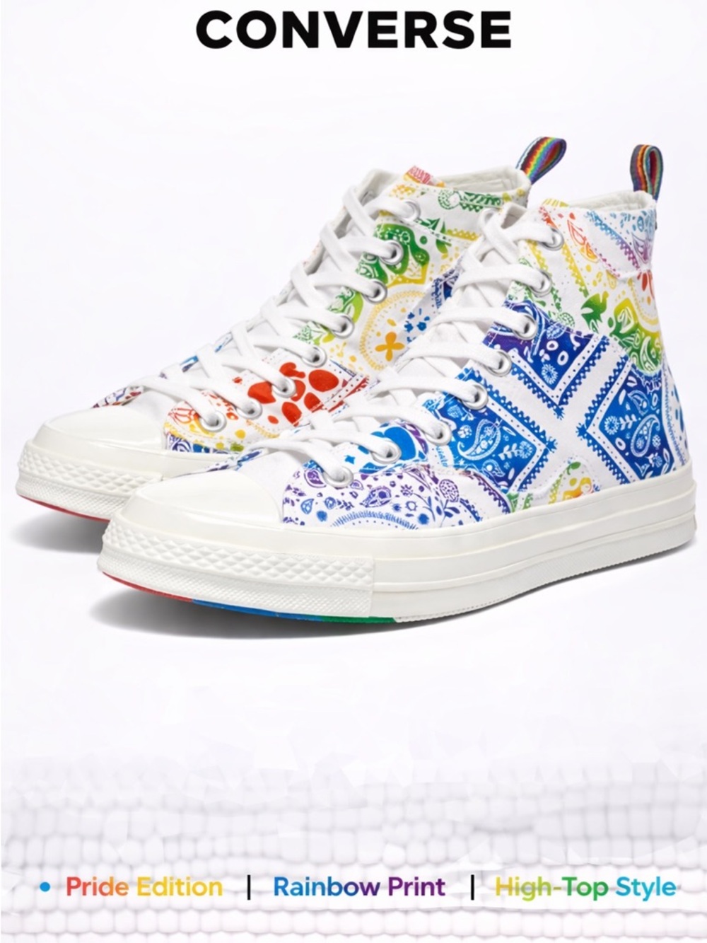 Converse Chuck 70 Pride High Top Rainbow Sneakers Men 9.5 Women 11.5 NWT